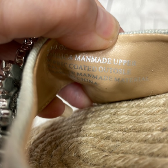 Kaari Blue espadrilles wedge ankle rhinestone blue size 9 sandals - Picture 6 of 7